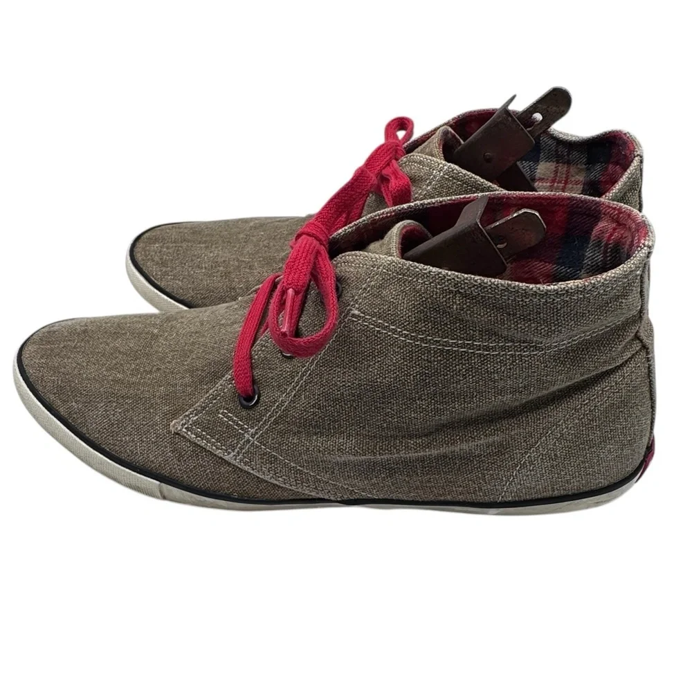 Woolrich Men’s Brown Chukka Canvas Boots with Red Laces - Size 11.5